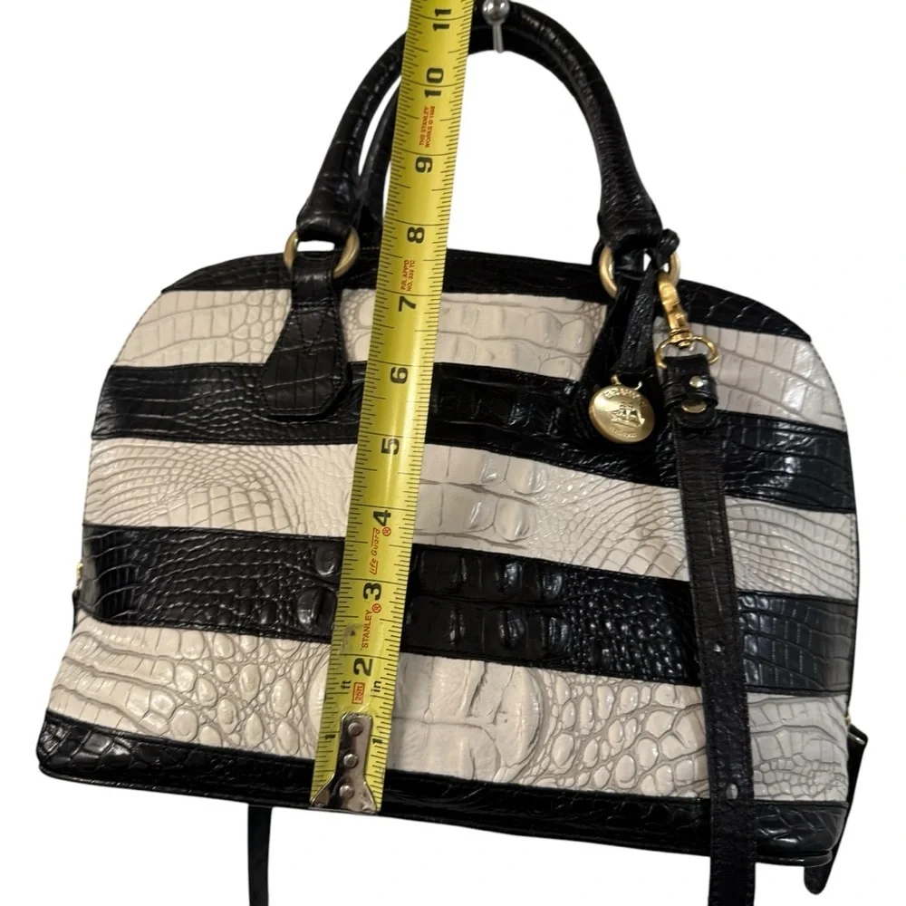 BRAHMIN VIVIAN PURSE Black and White Croc-Embossed Women's Bag